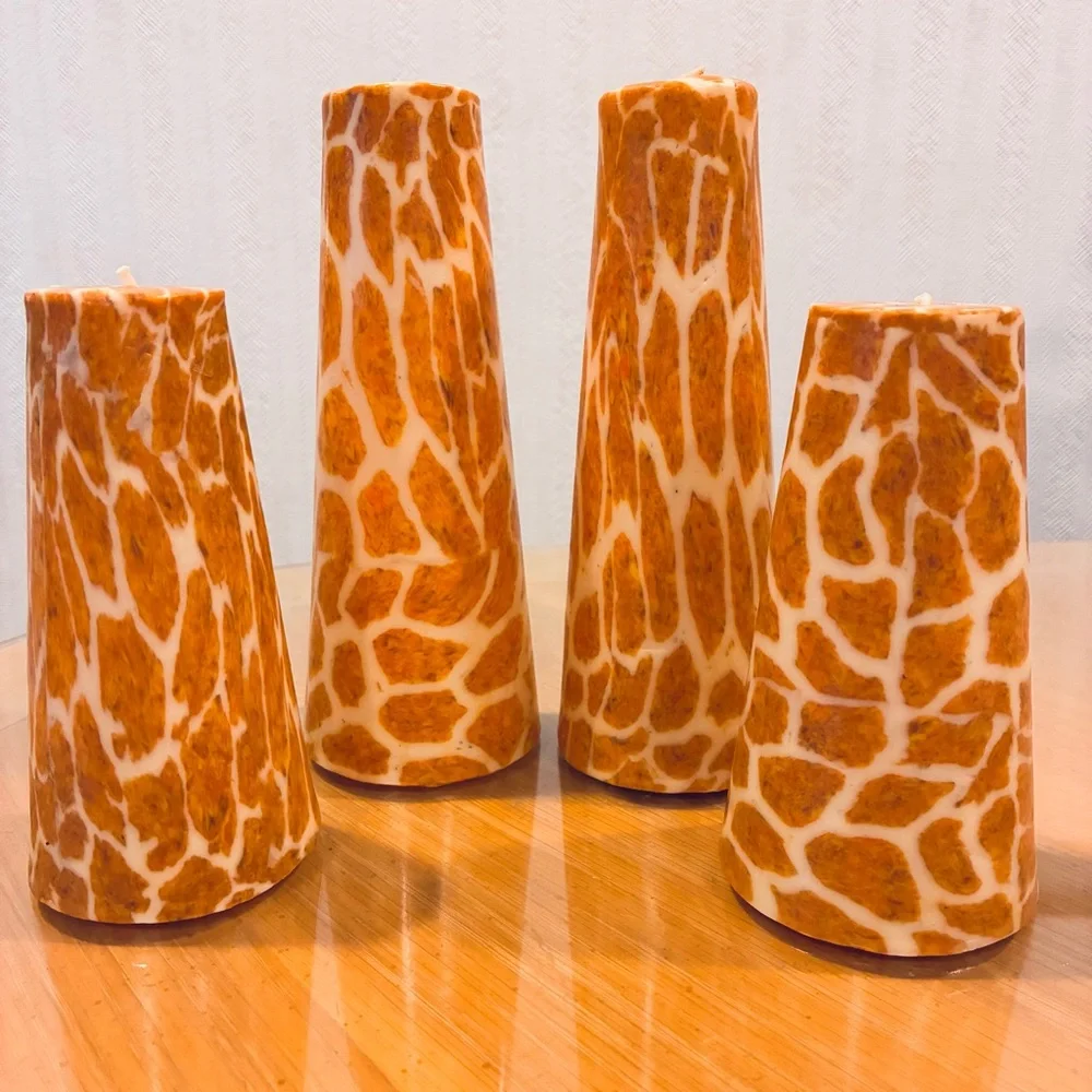 NWOT Animal Print Candles. Giraffe Printed Candles. Set of 4